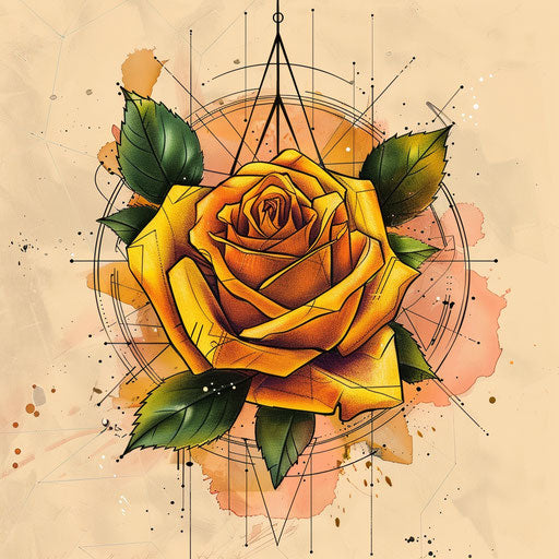 Rose Tattoo Flash Style Yellow Flower painting Art on sale print