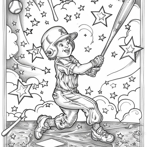 Home Run Coloring Fun: An Exciting Array of Baseball-Themed Pages!