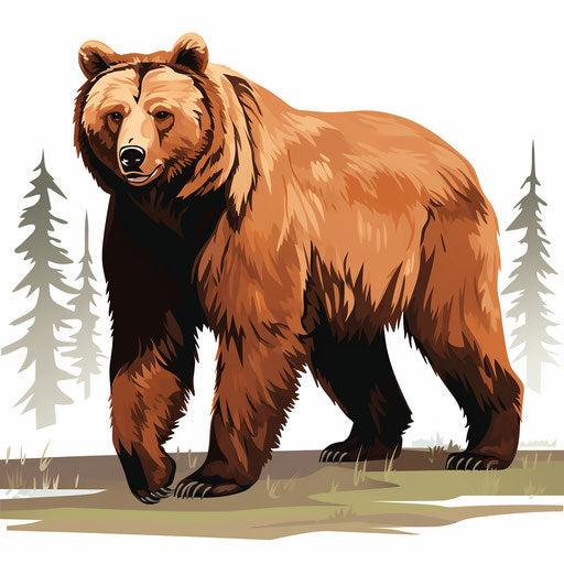 Brown Bear Clipart In Chiaroscuro Art Style Artwork: 4k Vector & Png 