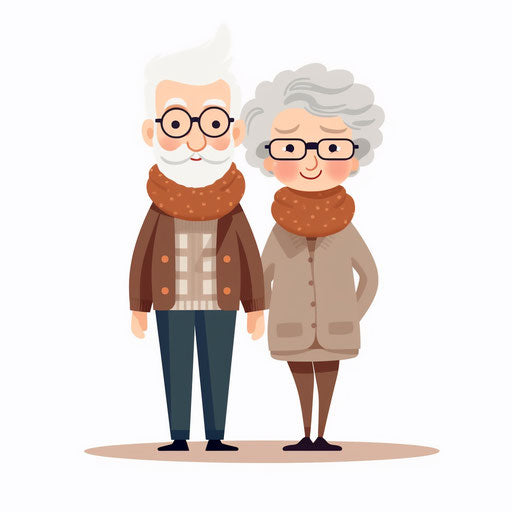 Grandparents Clipart In Minimalist Art Style: Vector Art, 4k, Eps, Png 