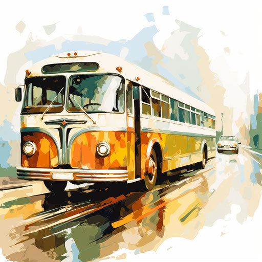 Oil Painting Style Bus Graphics High Res 4K Vector