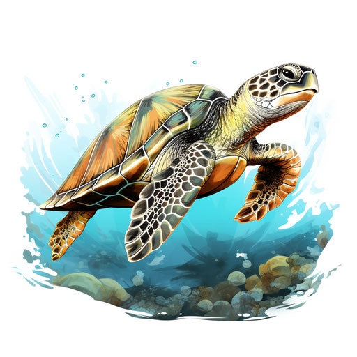 Sea Turtle Clipart In Chiaroscuro Art Style Artwork: 4k Vector & Svg 