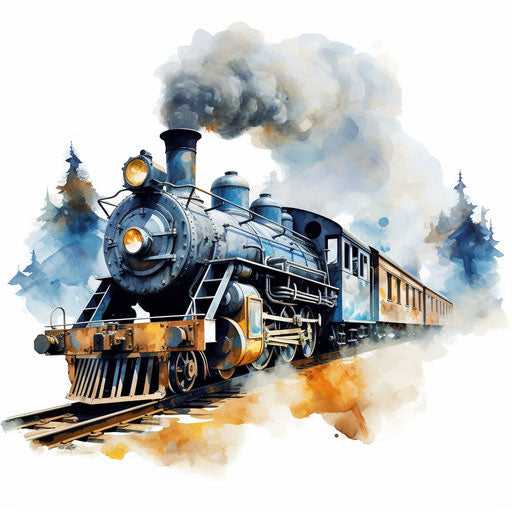 Train Clipart In Oil Painting Style: 4k Vector Clipart – Imagella