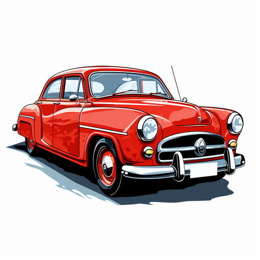 Red Car Clipart In Chiaroscuro Art Style Artwork: High-res 4k & Vector 