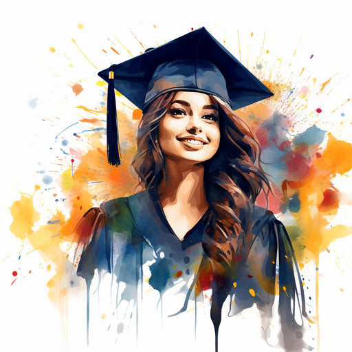 Graduation 2024 Clipart in Impressionistic Art Style Vector Art EPS