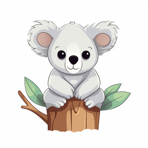 Koala Clipart in Minimalist Art Style: 4K & SVG