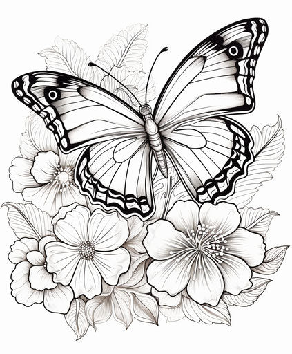 Coloring Books for Adults - Butterflies & Flowers, Henna Designs and L