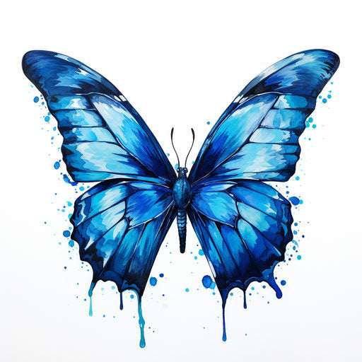 4k & Vector Blue Butterfly Clipart In Oil Painting Style – Imagella