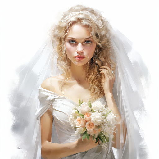 Vector & 4k Bride Clipart In Oil Painting Style – Imagella