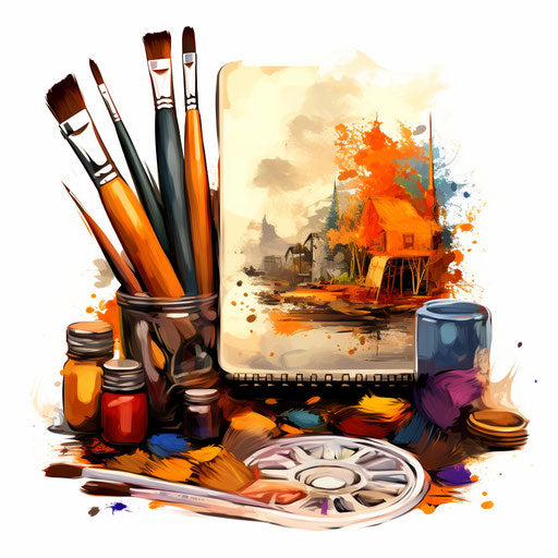 Paint Brush Clipart in Oil Painting Style Artwork: Vector, PNG, 4K