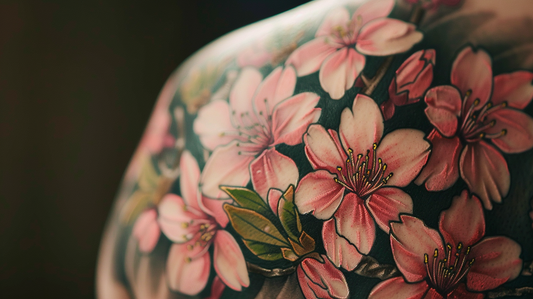 Amazing blossom tattoo on back.