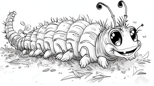 This caterpillar colouring book sheet represents a great indoor activity for kids in the summer of 2024.