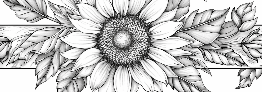 Downloadable sunflower coloring page cover banner