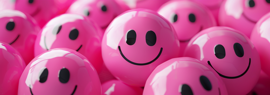 pink smiley face emoji banner by Imagella.com