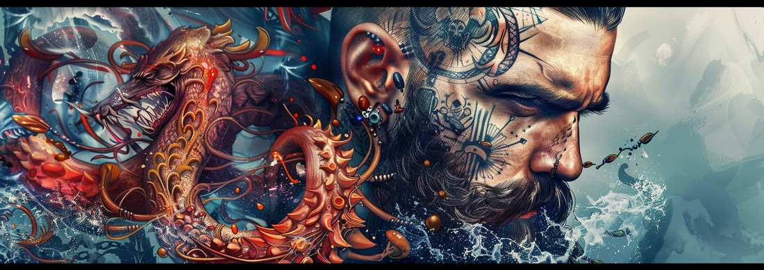 Picture of a tattoo download site. Detailed high quality banner.