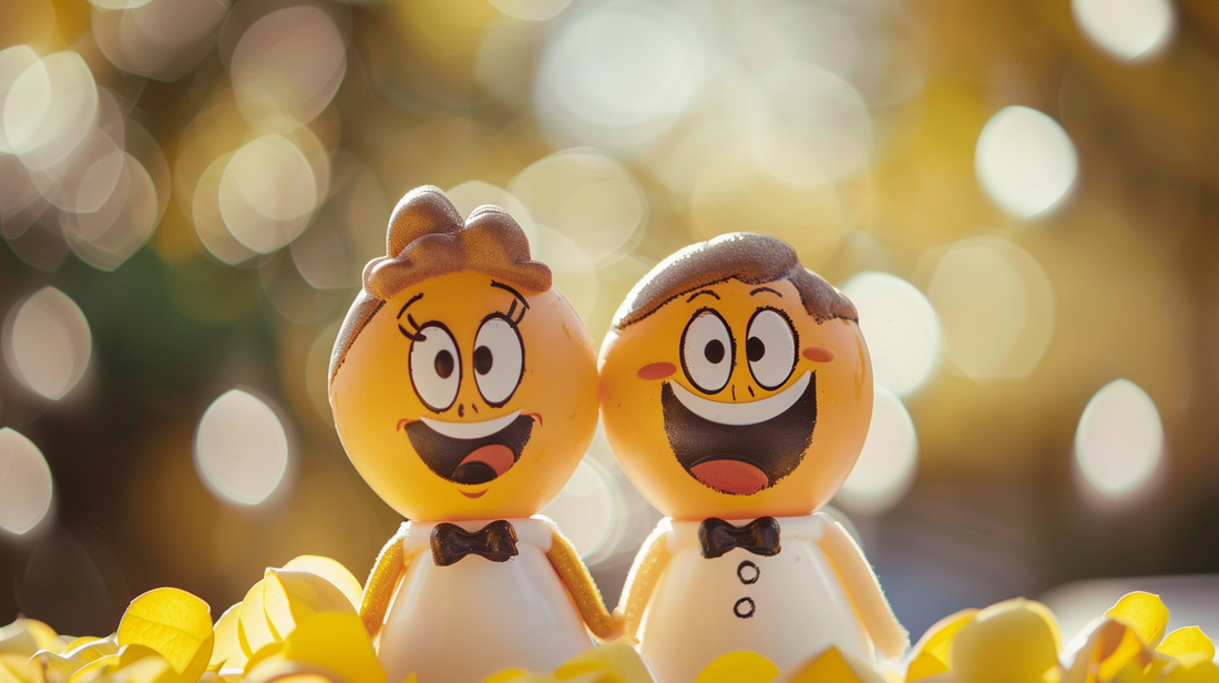 Exclusive wedding emoji with a cartoon style couple.