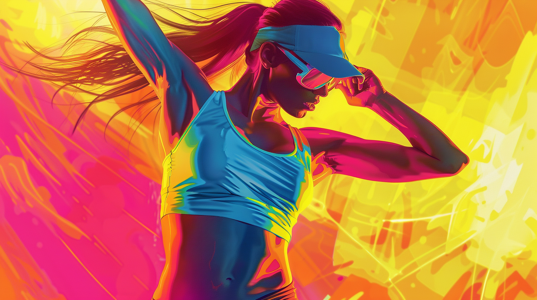 Solo woman enjoying a Zumba session, showcasing vibrant colors and dynamic motion.