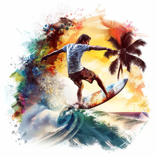 Surfing Clipart in Photorealistic Style: HD Vector, 4K