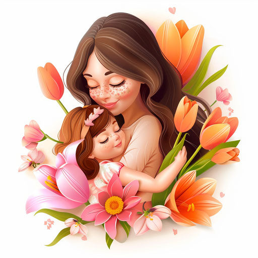 Happy Mothers Day Clipart in Photorealistic Style: Vector & 4K