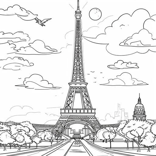 Discover Joy in Eiffel Tower Coloring Page – IMAGELLA