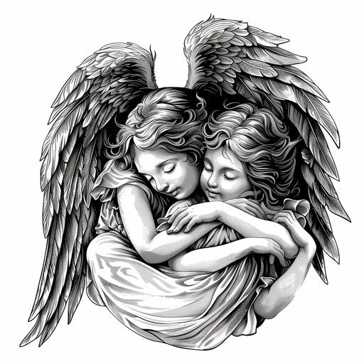 Dynamic Guardian Angel Tattoo Flash – IMAGELLA