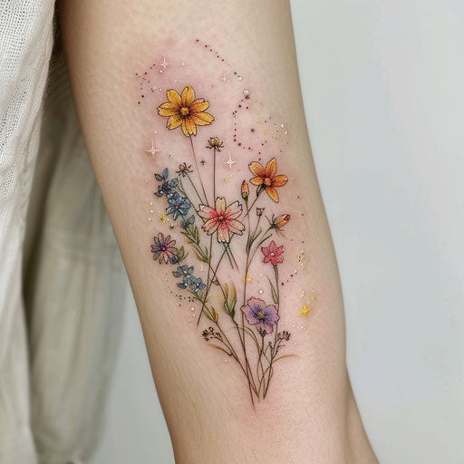 Wildflower Tattoo Vector Art
