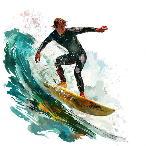 Vector & 4K Surfing Clipart in Photorealistic Style