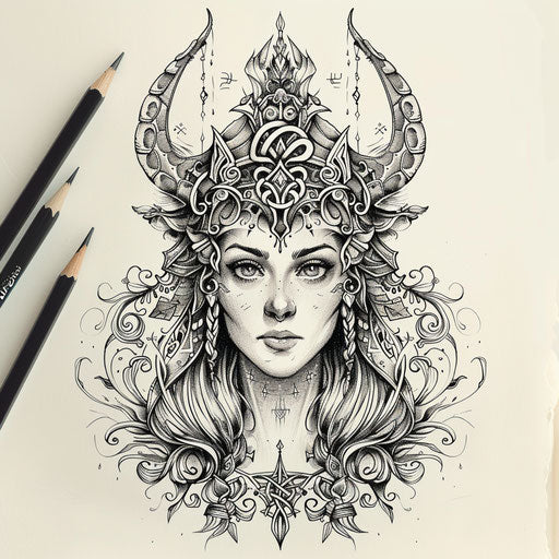 Modern Freya Tattoo Sketches – IMAGELLA