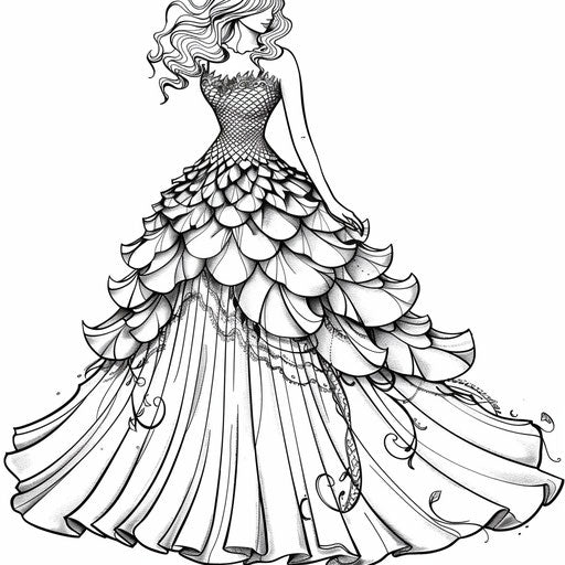 Dresses Coloring Pages - Build Essential Skills – IMAGELLA