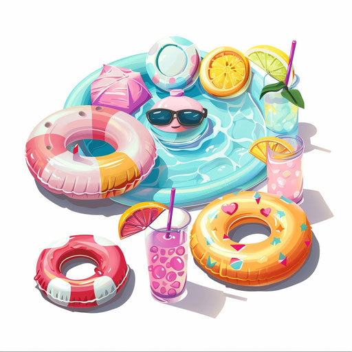 Pool Party Clipart in Photorealistic Style Art: High-Res 4K & Vector ...