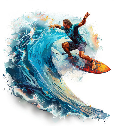 Surfing Clipart in Photorealistic Style: 4K Vector Clipart
