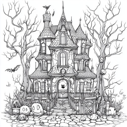 Printable Haunted House Coloring Sheets for All Ages – IMAGELLA