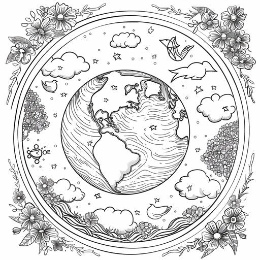 Earth Coloring Sheets for Group Activities – IMAGELLA