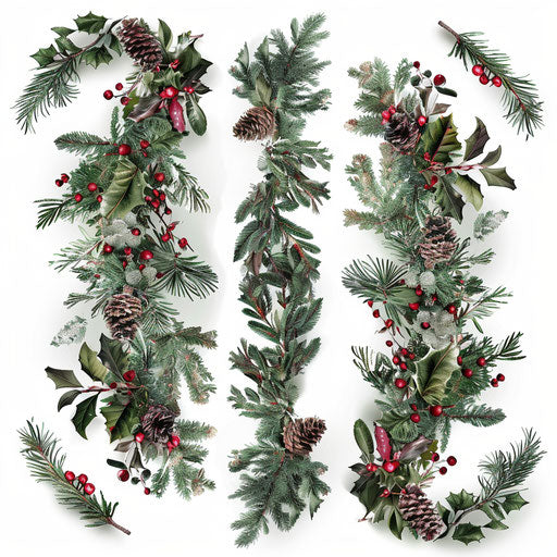 Top-Quality Christmas Garland Clipart: Photorealistic Style, Vector, 4K