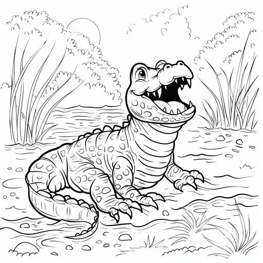 Dexterity & Fun: Crocodile Coloring Page for Kids – IMAGELLA