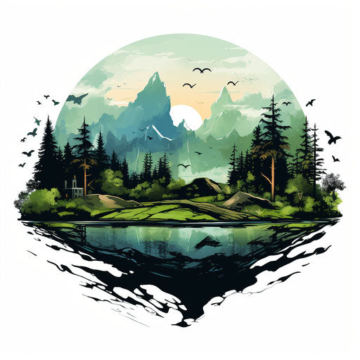 Environment Clipart in Chiaroscuro Art Style: Vector ARt, 4K, EPS, PNG