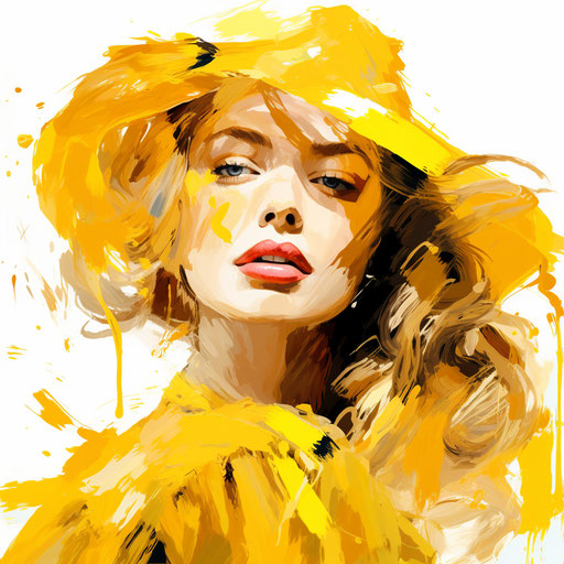 Yellow Clipart in Oil Painting Style: 4K Vector Art