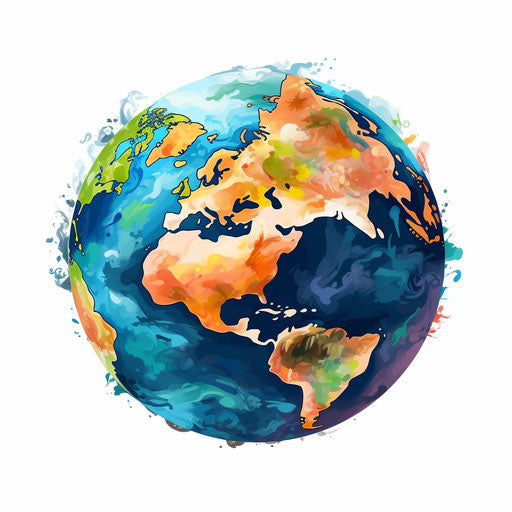 4K Earth Cartoon Png Clipart in Impressionistic Art Style: Vector & SVG