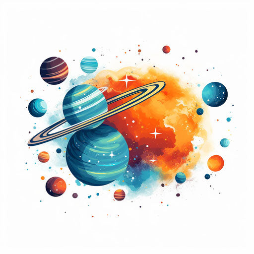 Outer Space Clipart in Minimalist Art Style: HD Vector, 4K