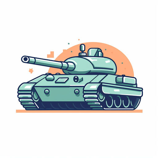 High-Res 4K Tank Clipart in Minimalist Art Style