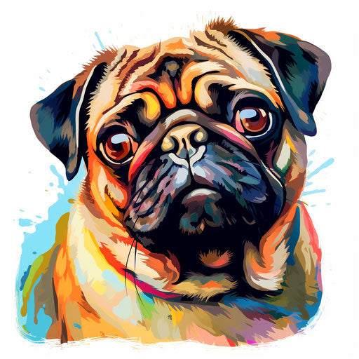 Oil Painting Style Pug Clipart: 4K Vector Art – IMAGELLA