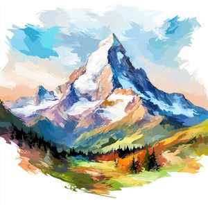 Vector & 4K Mountain Clipart in Impressionistic Art Style