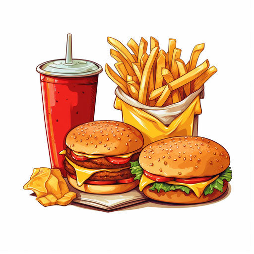 Fast Food Clipart in Chiaroscuro Art Style: 4K Vector Clipart – IMAGELLA