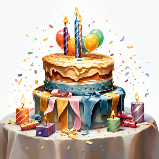 4K Birthday Png Clipart in Oil Painting Style: Vector & SVG