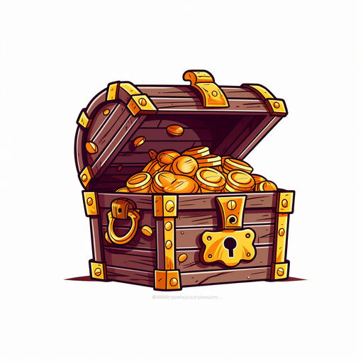 Treasure Chest Clipart in Minimalist Art Style: Vector ARt, 4K, EPS, PNG
