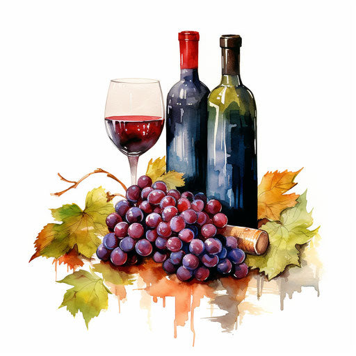 Wine Clipart in Oil Painting Style: 4K Vector Clipart