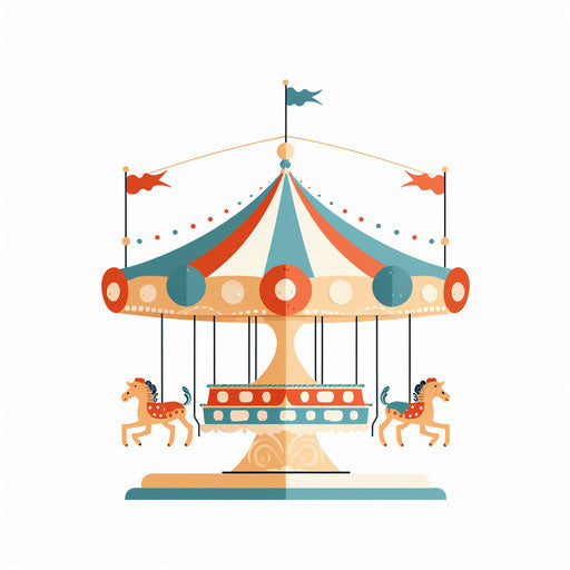 Carousel Clipart in Minimalist Art Style Artwork: High-Res 4K & Vector ...