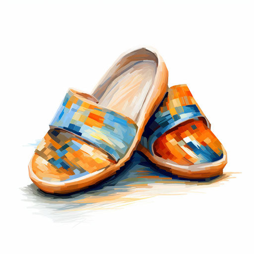 High-Res 4K Slippers Clipart in Impressionistic Art Style