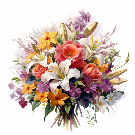 4K Flower Bouquet Clipart in Oil Painting Style: Vector & SVG – IMAGELLA