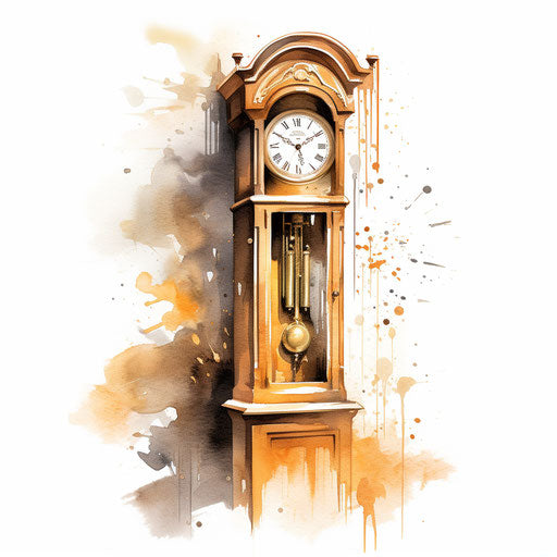 Grandfather Clock Clipart in Impressionistic Art Style: Vector & 4K